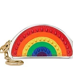 🆕 Michael Kors Rainbow Leather Bag Charm Coin Purse Keychain LGBTQ+ human rights